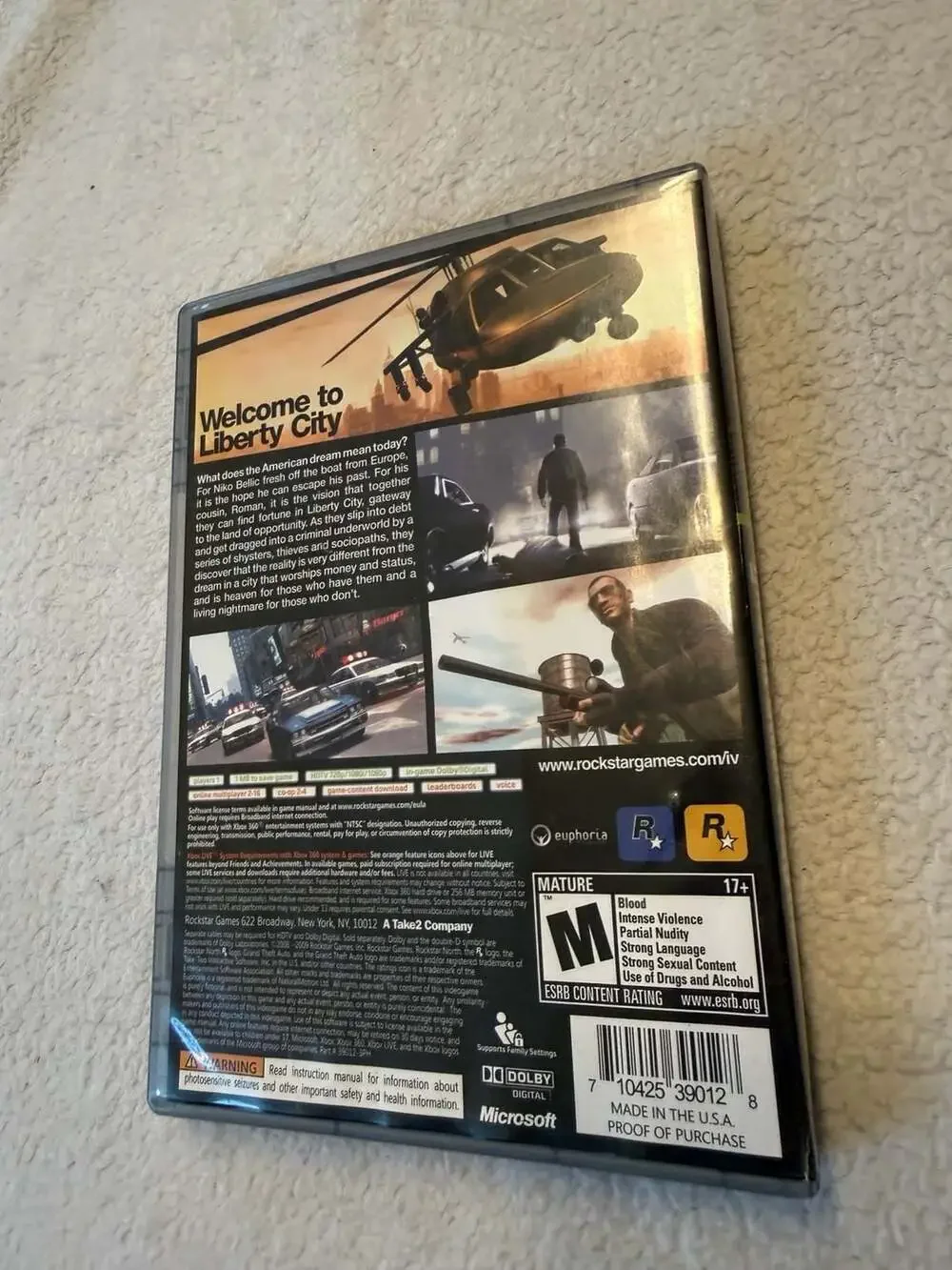 Grand Theft Auto IV (Xbox 360, 2008) Platinum Hits